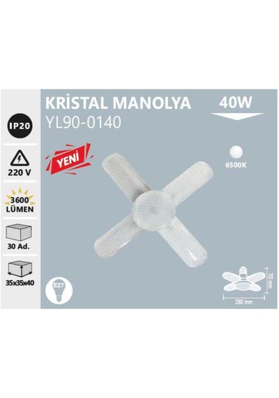 Noas Yl90-0140 Kristal Manolya Led Pervane Ampul 40 Watt 1
