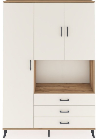 Arges Dolap 6 Raflı 3 Çekmeceli 3 Kapaklı 132x30x195 Çam-ayta... Çam