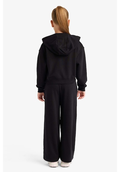 Defacto Kız Çocuk 2li Takım Baskılı Kapüşonlu Sweatshirt Eşofman Altı E6417a825aubk81 Siyah