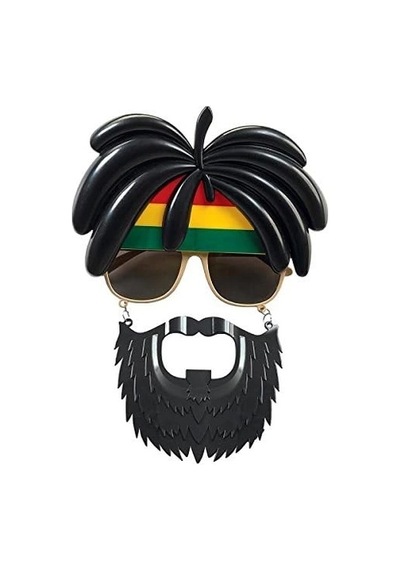 Rasta Peruklu Rasta Sakallı Bob Marley Bıyıklı Parti Gözlüğü 27x18 Cm Altın Ve Çok Renkli