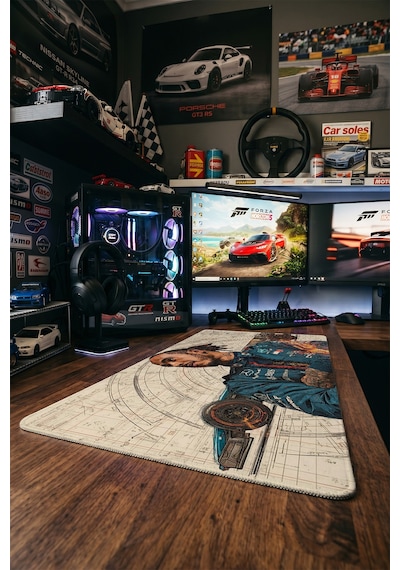Lewis Hamilton Mercedes Amg Formula 1 Blueprint 40x90 Cm Oyuncu Mousepad Kaymaz Taban Büyük Boy Mousepad Siyah