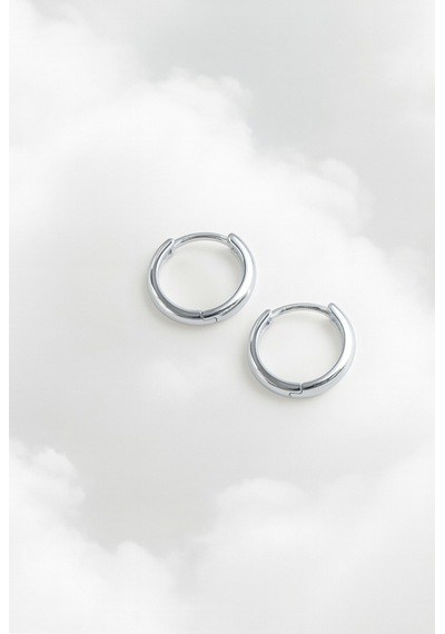 Çekirdekjewelry 925 Ayar Gümüş Düz Sade Halka Küpe Gri