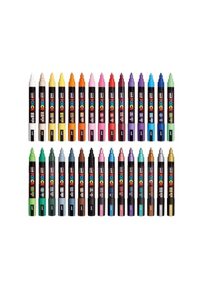 Uni Posca Markör Kalem 5m Set 1.8-2.5 Mm Keçe Uçlu 30'lu Set 103 Ivory