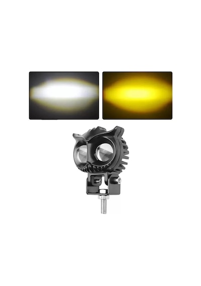 Beyaz Sarı Led Baykuş Off Road, Motosiklet Sis Farı Çalışma Lambası 12-24v
