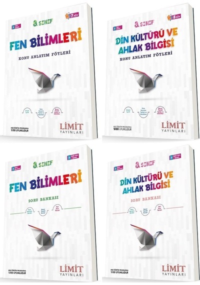 Limit 8. Sınıf Fen Bilimleri + Din Konu Föyleri + Soru Seti 4 Kitap 2023