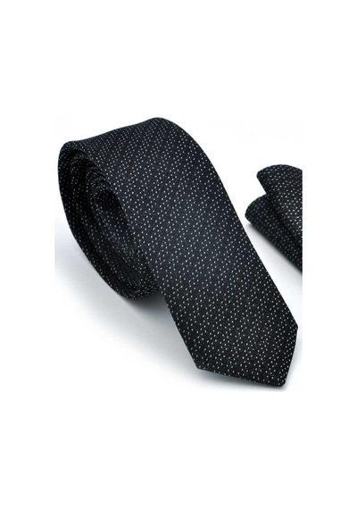 Gaffy Beyaz Noktalı Verev Çizgili Siyah Dokuma Kumaş Mendilli Slim Fit Beyaz - Siyah
