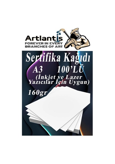 A3 Sertifika Kağıdı Kalın 100 Adet Gramajlı Fotokopi Kağıdı 160 Gr Tüm Yazıcılara Uyumlu 29.7x42 Cm Kalın Baskı Kağıdı