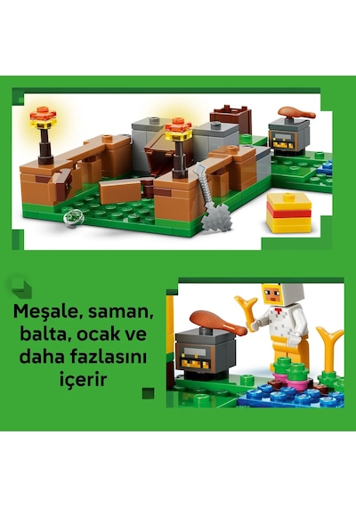LEGO® Minecraft® Tavuk Çiftliği 21585 - 7 Yaş ve Üzeri Çocuklar için Minifigür İçeren Yaratıcı Oyuncak Yapım Seti (233 Parça)