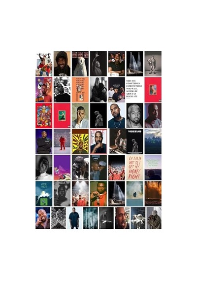 Postifull Kanye West Poster Kolaj Seti - Duvar Dekoru Poster - Sticker Bant Hediyeli - 50 Adet - 10 15 Cm
