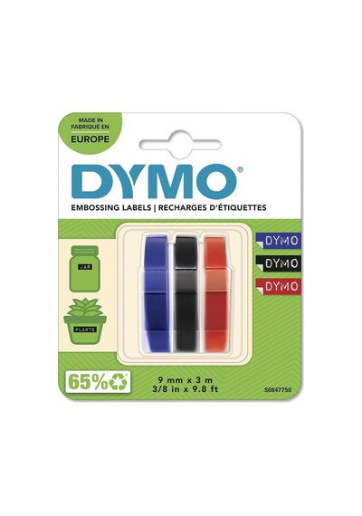Ayrex Dymo 3d Plastik Kabartma Şerit 9 Mm X 3 Mt , 3'lü Paket, Siyah/kırmızı/mavi - S0847750 1