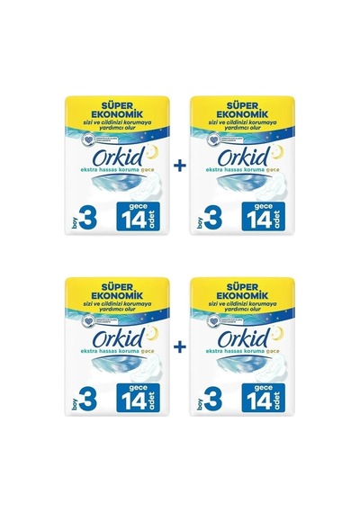 Extra Hassas Koruma Gece Süper Ekonomik Paket 56 Ped 14x4 Boy 3 Gece Boy 3 56