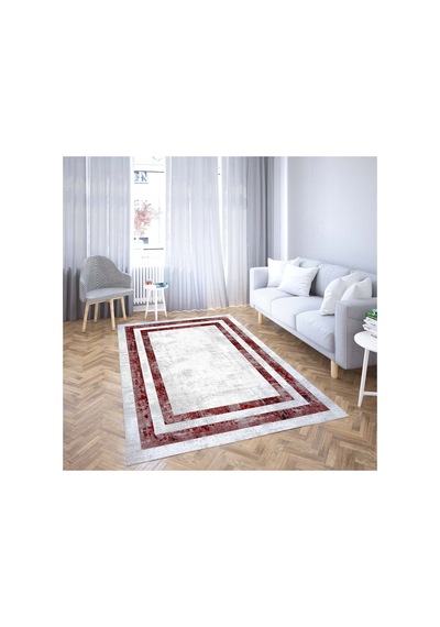 Vicenza Makinede Yıkanabilir Kaymaz Taban Dekoratif Modern Mutfak Yolluk Koridor Ve Salon Halısı Kırmızı