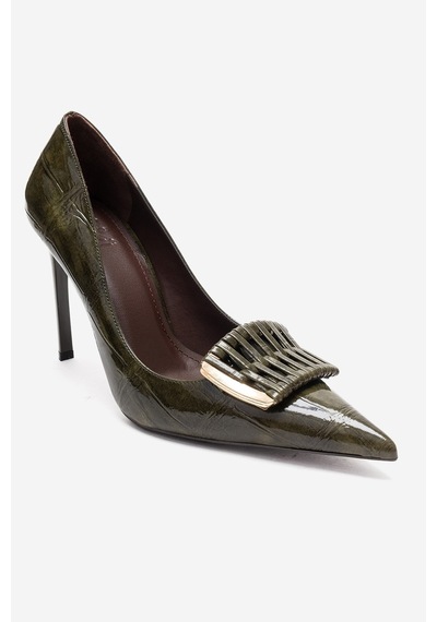 Luvishoes Guernı Yeşil Baskı Kadın Topuklu Ayakkabı Yeşil