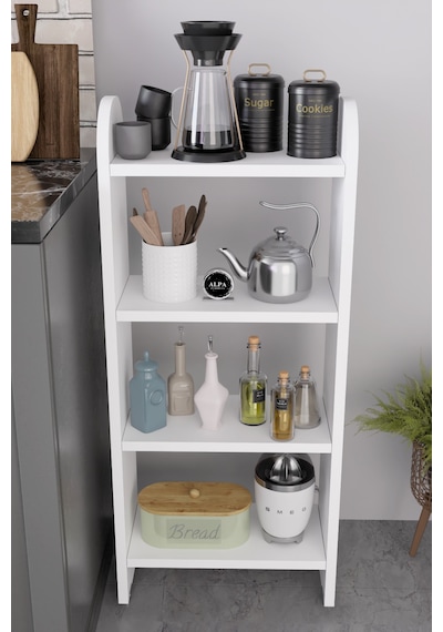 Alpaevmobilya Ahşap Oval 4 Raflı Açık Mutfak Dolabı Çok Amaçlı Organizer Raf Kahve Köşesi Standı Ve Ünitesi Beyaz Alpaevmobilya Ahşap Oval 4 Raflı Açık Mutfak Dolabı Çok Amaçlı Organizer Raf Kahve Köşesi Standı Ve Ünitesi Beyaz