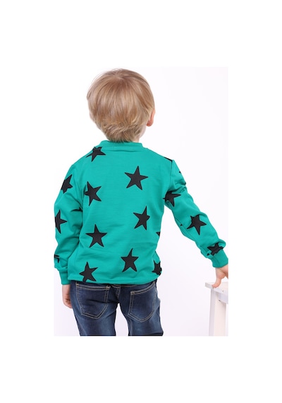 Toontoy Kids Toontoy Erkek Çocuk Komple Yıldız Baskılı Sweatshirt Koyu Yeşil