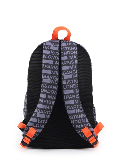 Siyah-gri Cities Ön Bölmeli Unisex Okul Çantası Siyah - Açık Gri