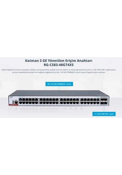 Ruıjıe 48port Rg-cs83-48gt4xs Gıgabıt 4-sfp 10gbe Yönetilebilir Swıtch