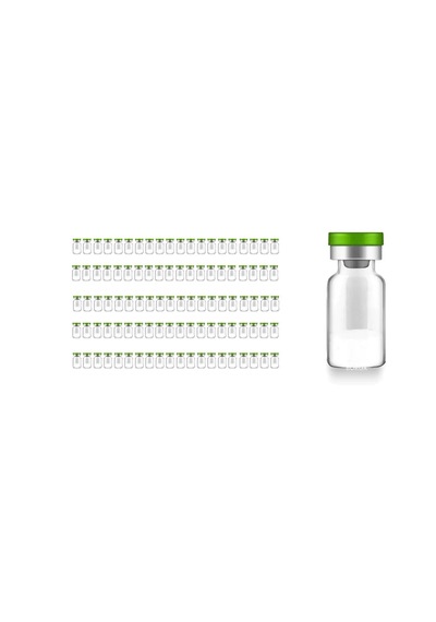 Borox Kapaklı Tıpalı Cam Şişe 10ml - Crimp Vial Nd20 - Şeffaf - Dibi Düz - Yeşil Kapaklı - 100 Adet Toptan