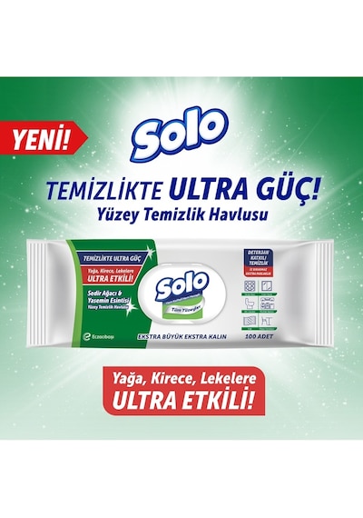 Solo Yüzey Temizlik Havlusu 100 Yaprak Okaliptus & Çam Esintisi 12'li Set