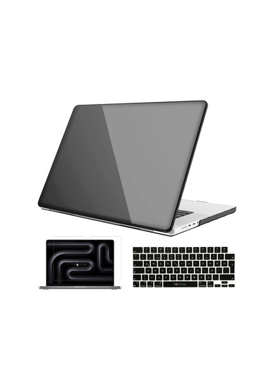 Novstrap Apple Uyumlu MacBook Pro 16 İnç M3 A2991 İle Parlak Kılıf + Siyah Klavye Kılıfı + Film Karışık Çok Renkli
