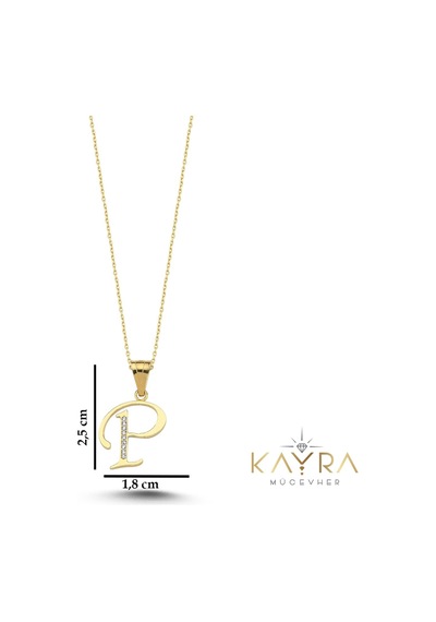 Kayra Mücevher P Harfi Altın Kolye Bm37