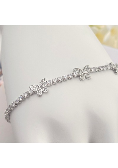Su Yolu Bileklik Kelebek Model 316l Paslanmaz Çelik Silver 17+2 Cm Gümüş