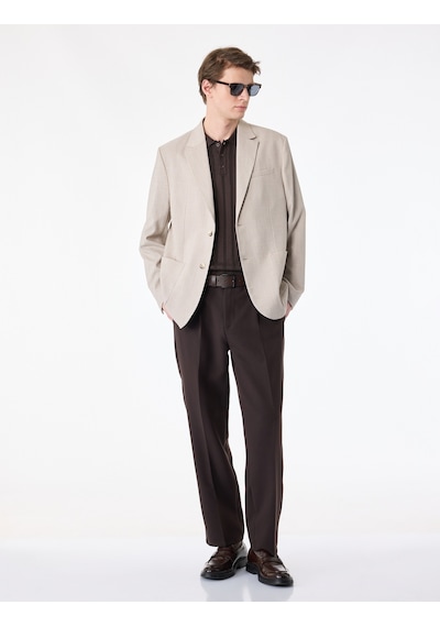 Koton Uzun Kollu Viskon Karışımlı Cepli Düğmeli Mono Yaka Slim Fit Blazer Ceket Vizon 6sam50006nw Koton Uzun Kollu Viskon Karışımlı Cepli Düğmeli Mono Yaka Slim Fit Blazer Ceket Vizon 6sam50006nw