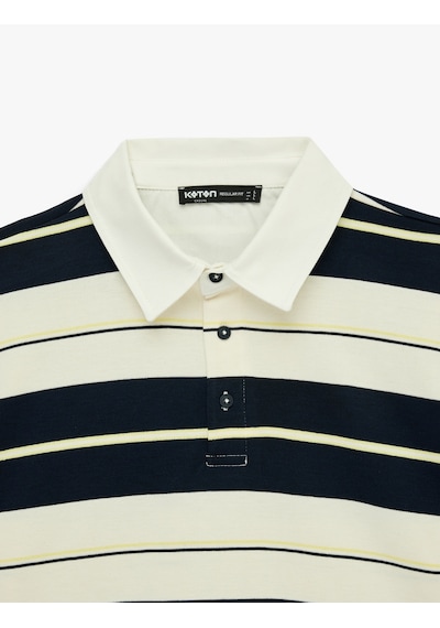 Koton Regular Fit Kısa Kollu Çizgili Polo Yaka Tişört Lacivert Çizgili 6sam10372mk