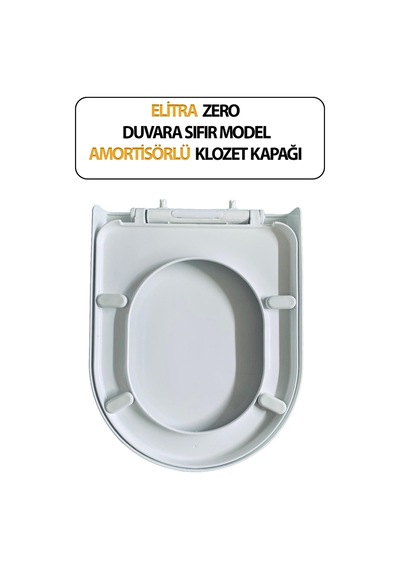 Klozet Kapağı, Duvara Sıfır, Elitra Zero , Amortisörlü, Hijyenik, Basit Kurulum Tak Kullan Beyaz