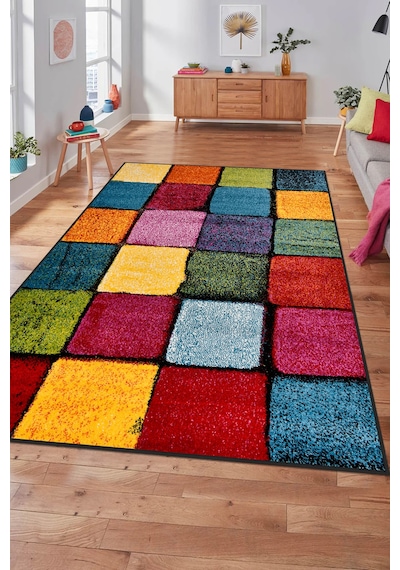 Colora Halı Koleksiyonu Yumuşak Renkli Kare Halı, Tozumaz, Modern Tasarım Ve Kolay Temizlik Multi 1