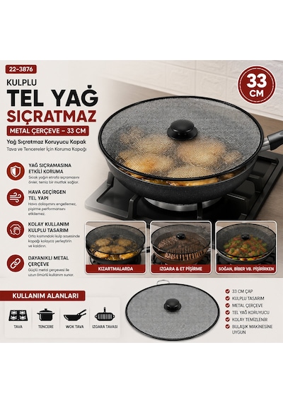 İbico İ22-420 Tel Yağ Sıçratmaz 33cm Kulplu Metal Çerçeve - 12'li Paket Diğer