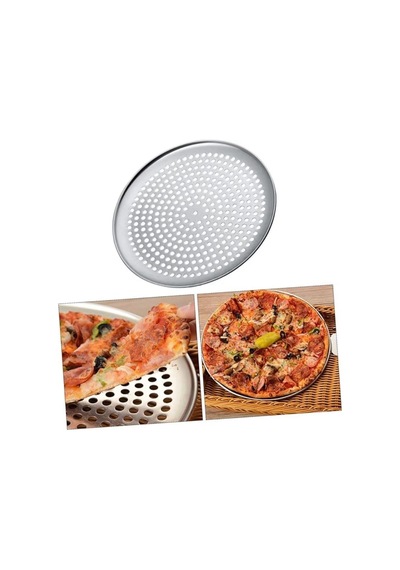 Paslanmaz Çelik Pizza Tepsisi,delikli Lahmacun Ve Pizza Tavası,fırın Tepisisi 36 Cm Büyük Boy Çok Renkli