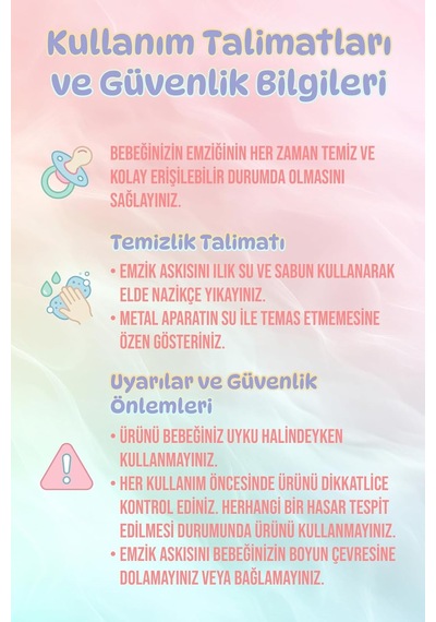 Emzik Askısı 3 Lü Erkek Mavi Desenli Çok Renkli