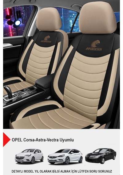 Panther Serisi Keten Kumaş Oto Koltuk Kılıfı Opel Corsa-astra-vectra Uyumlu Bej