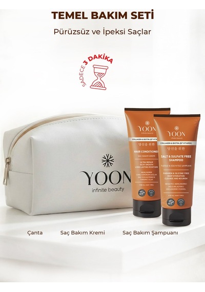Tuzsuz Sülfatsız Şampuan 250ml, Saç Bakım Kremi 200 Ml, Bakım Çantası, Paraben Ve Silikon İçermez