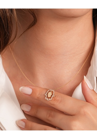 Debora Jewelry 14 Ayar Altın Fatma Ana Eli Kolye