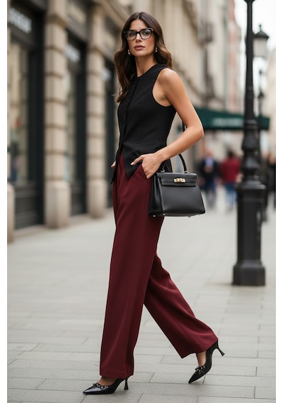 Lela Bayan Pantolon 6522016 Bordo Bordo