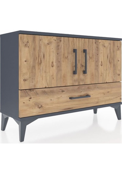 Arges Şifonyer 2 Raflı Tek Çekmeceli 2 Kapaklı 88x30x64 Antrasit-çam Antrasit