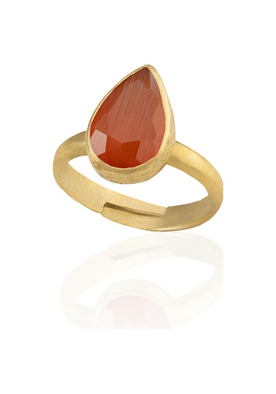 Kadir Jewellery 22 Ayar Altın Kaplama Zirkon Taşlı Ayarlanabilir Kadın Moda Yüzük Kırmızı