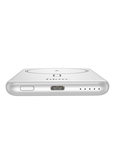 Mag Lite Wireless 5.000 Mah 20W Magsafe Uyumlu Manyetik Kablosuz Powerbank Ultra Ince Gümüş Renk