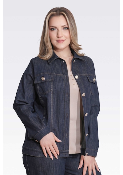 Tolga Saraçoğlu Kadın Şık Düğme Detaylı Denim Ceket 50166 Lacivert