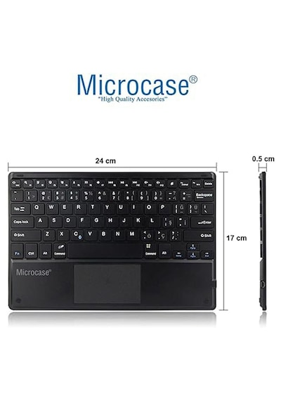 Microcase Samsung Galaxy Tab S10 Lite Uyumlu Bluetooth Touchpad Klavye+bluetooth Mouse+standlı Kılıf-bkk7 Tablet Kılıfı