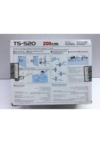 Pıoneer Ts-S20 20 Mm Dome Tweeter 200 Watt Maximum Power