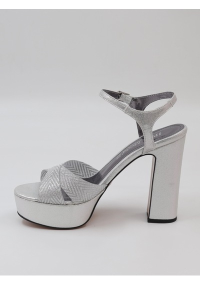 Nesilshoes Nesil Shoes Carel 2057 Gümüş Simli Platform Kadın Sandalet