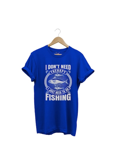 Fishing Balıkçı Balık Baskılı %100 Pamuk Regular Fit Mavi T-shirt Mavi
