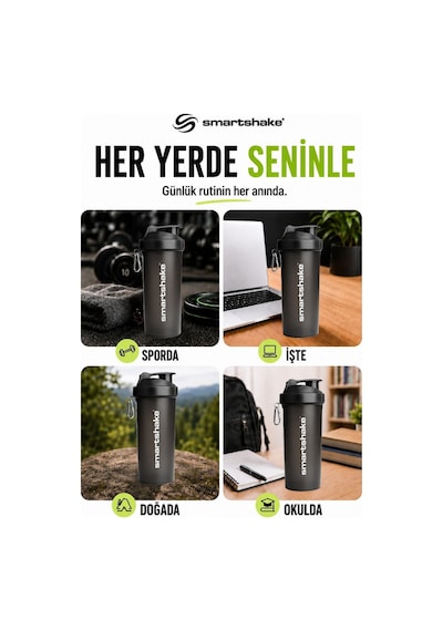 Smartshake Lite Serisi 1000 Ml Siyah Protein Shaker
