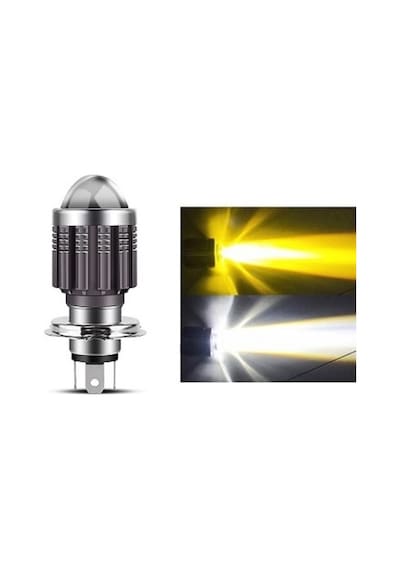 Motosiklet H4 Mercekli Led Far Ampulü Çift Renk Sarı-beyaz-aydınlatıcı 1 Adet