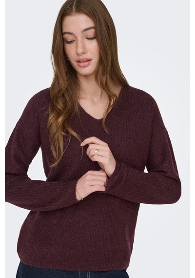 Only Onlcamilla Regular Fit V Yaka Kazak Kadın Kazak 15204588 Vişne