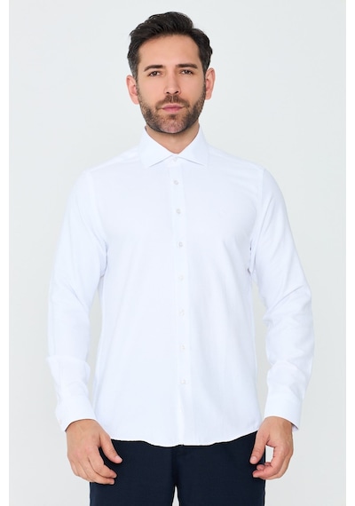White Stone Beyaz Uzun Kollu Mikro Desenli Dynamic Fit Erkek Gömlek Beyaz-04