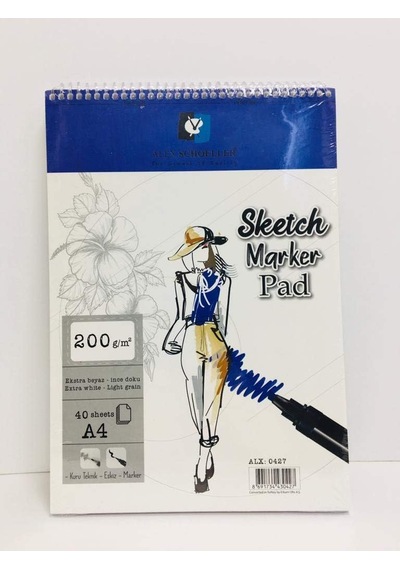 A4 200 Gr. 40 Yp. Spiralli Sketch-marker Pad Alx-0427